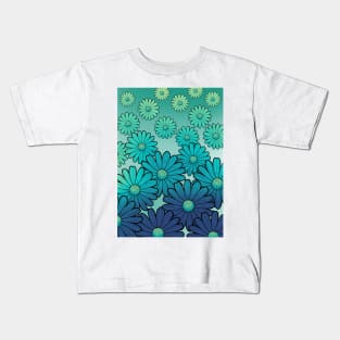 turquoise flowers Kids T-Shirt